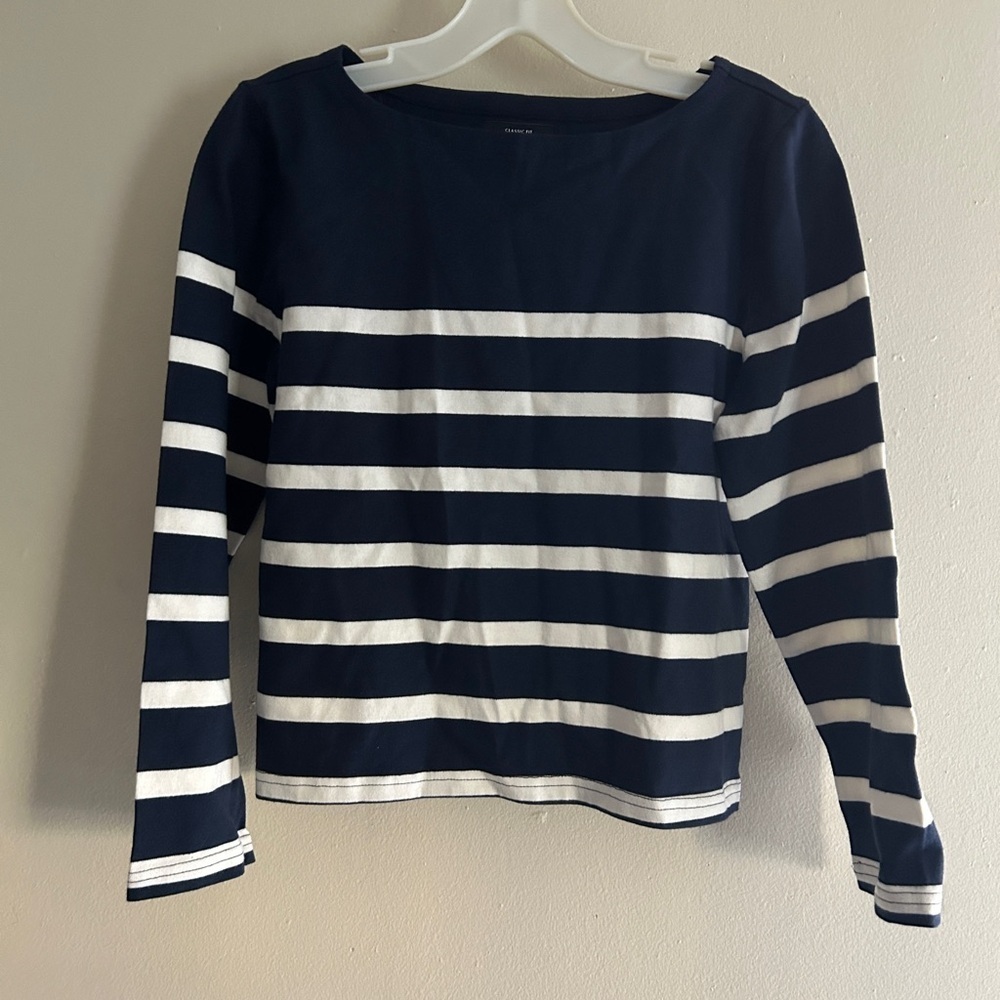 J.Crew White/Navy Stripe Top